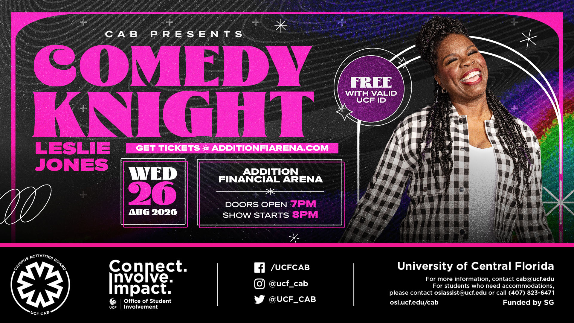 Comedy Knight Banner Showing Leslie Jones Presenter