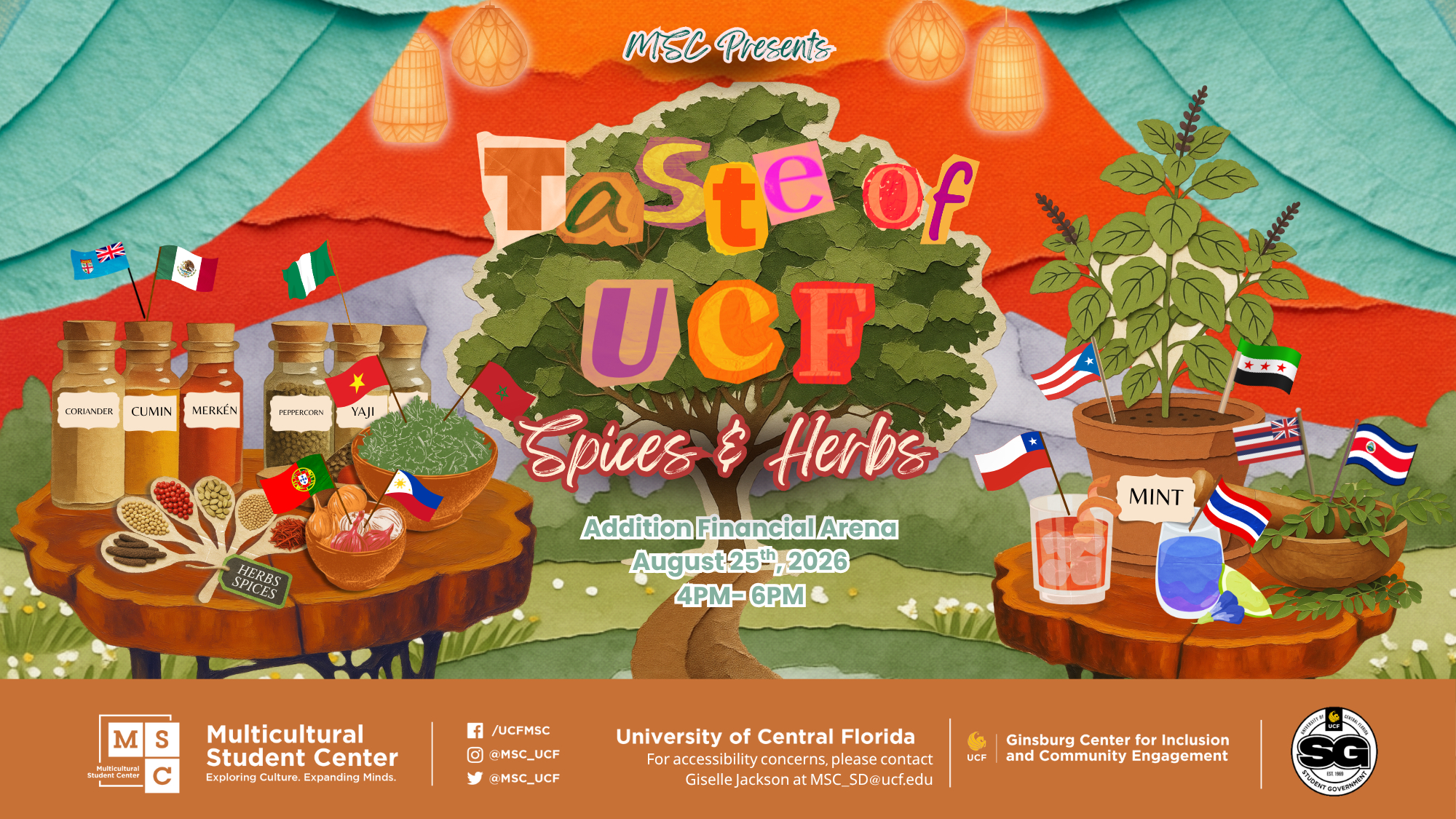 Taste of UCF Graphic Banner Showing Spices and Herbs as the Main Event This Year